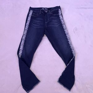 Girls jeans with lace detailing on the side